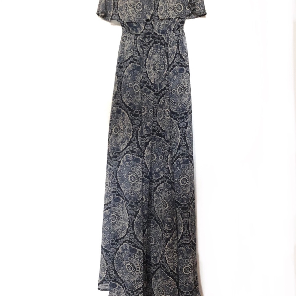 Hollister Strapless Maxi Paisley Blue Dress XS - Picture 7 of 11
